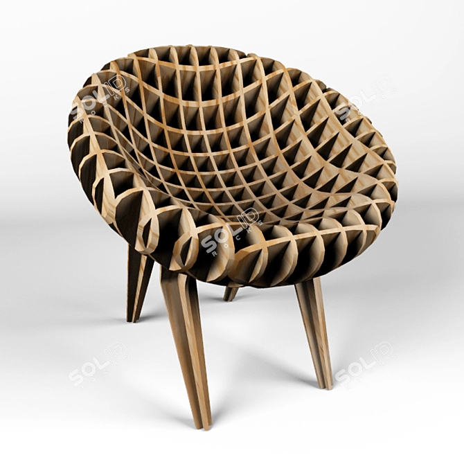 Sleek Plywood Chair 3D model image 1
