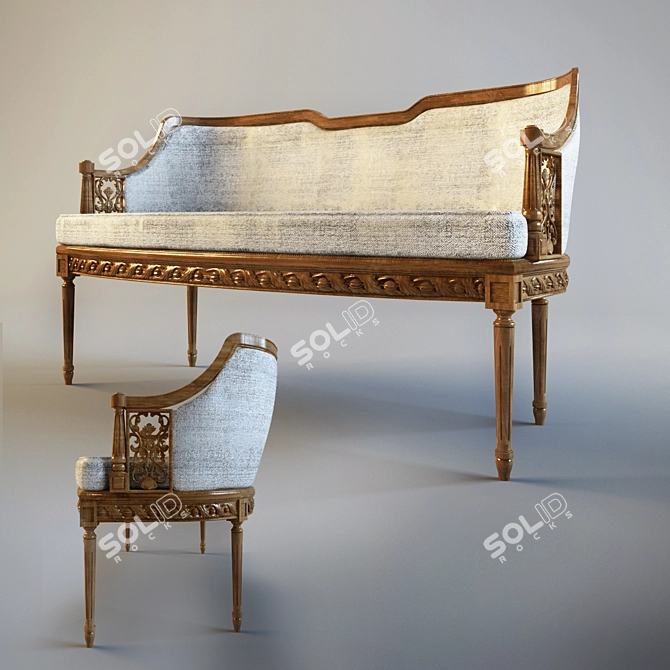 Elegant Provasi Banquette 3D model image 1