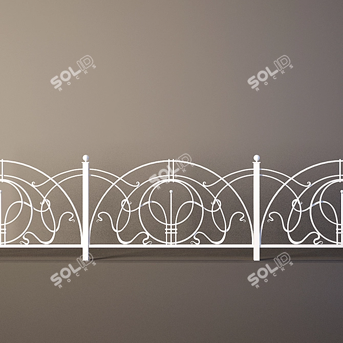 Elegant Custom Wrought Iron Fence 3D model image 1