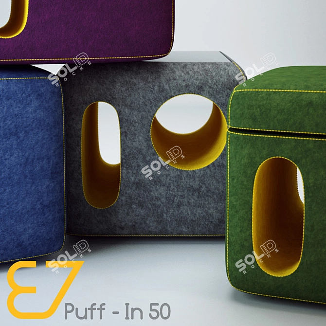 87 Felt Pouf-In Set 3D model image 2