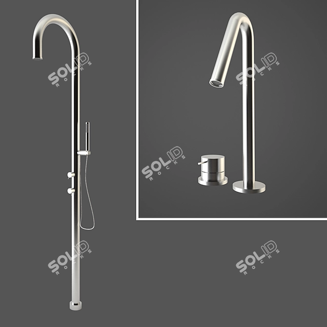 Sleek Jee-O Shower Mixer 3D model image 1