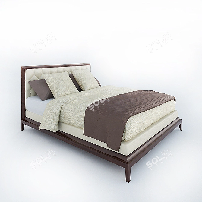 Baker Moderne Tufted Platform Bed - Elegant and Luxurious 3D model image 1