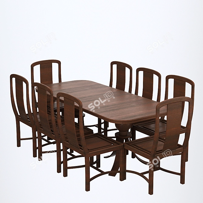 Elegant Dining Set with Chairs 3D model image 1