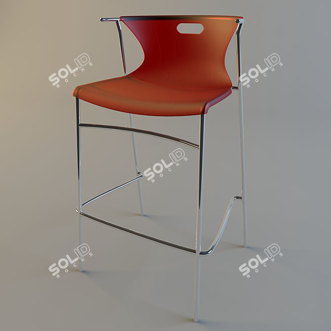 Red Chrome Bar Chair Elmer 3D model image 1