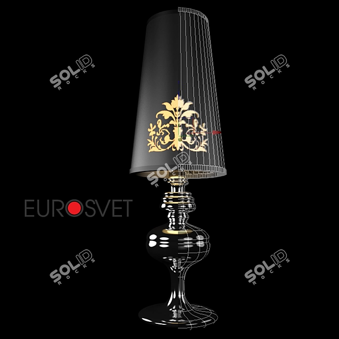 Chrome and Black Table Lamp 3D model image 1