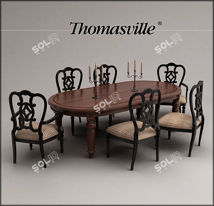 Thomasville Fredericksburg Table and Chair 3D model image 1