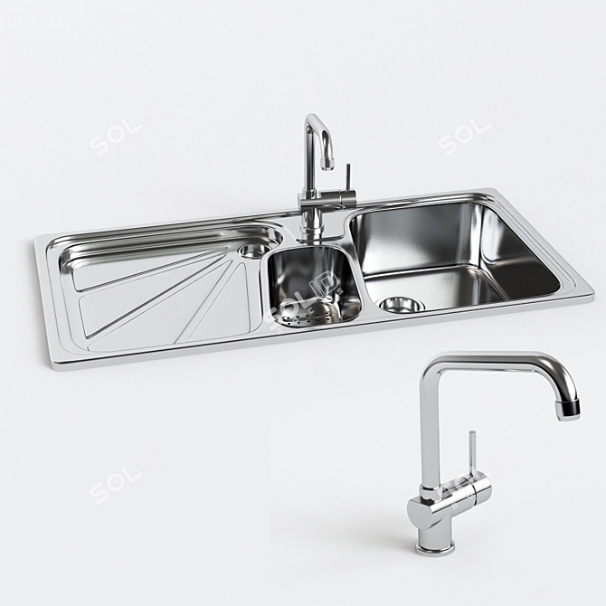 Modern Stainless Steel Sink Combo 3D model image 1