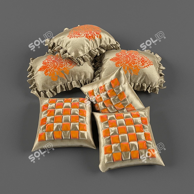 Comfy Pillows with Various Textures 3D model image 1