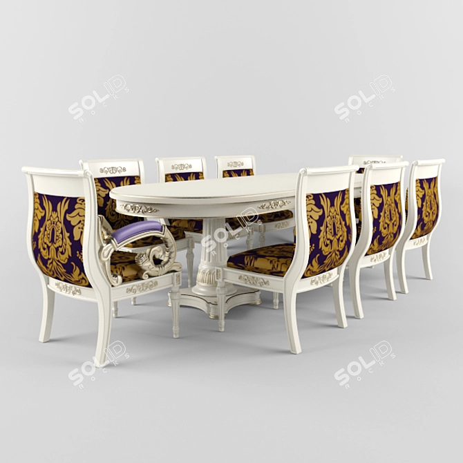 Elegant Versace Table & Chairs 3D model image 1