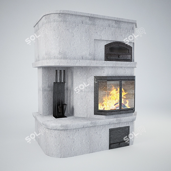 Tulikivi Fireplace: Exquisite Warmth 3D model image 1