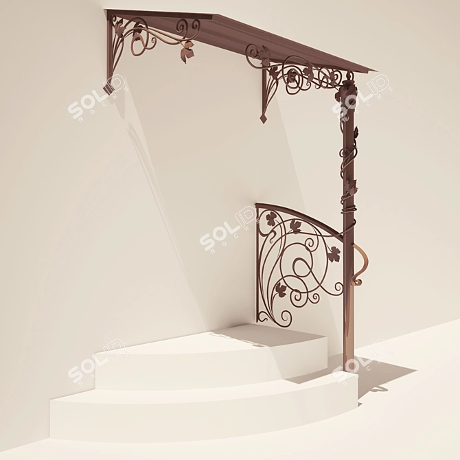 Custom-Made Canopy & Wrought Railing 3D model image 1