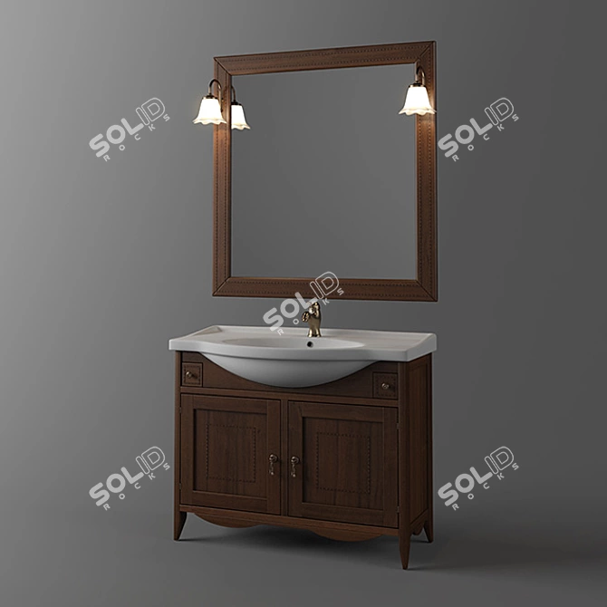 Elegant Bathroom Furniture Set 3D model image 1