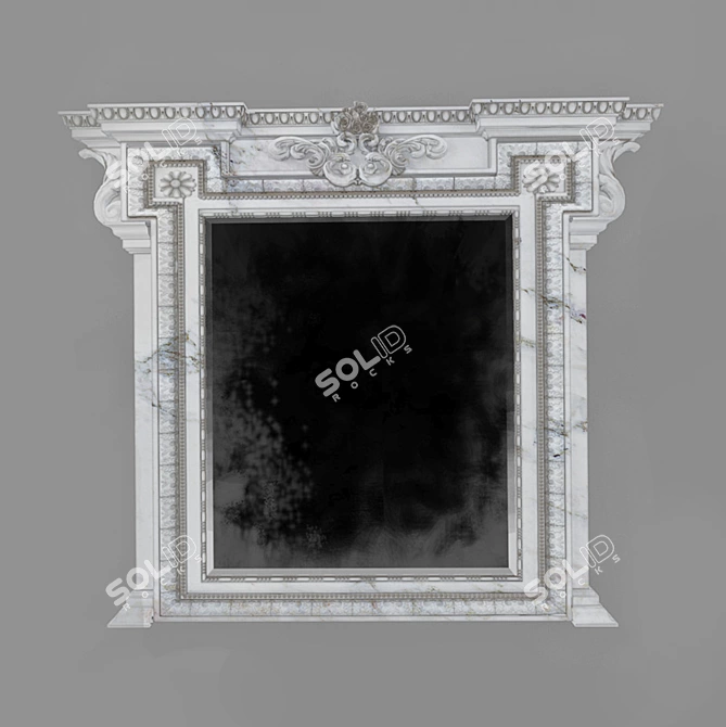 Elegant Marble Fireplace Mirror 3D model image 1