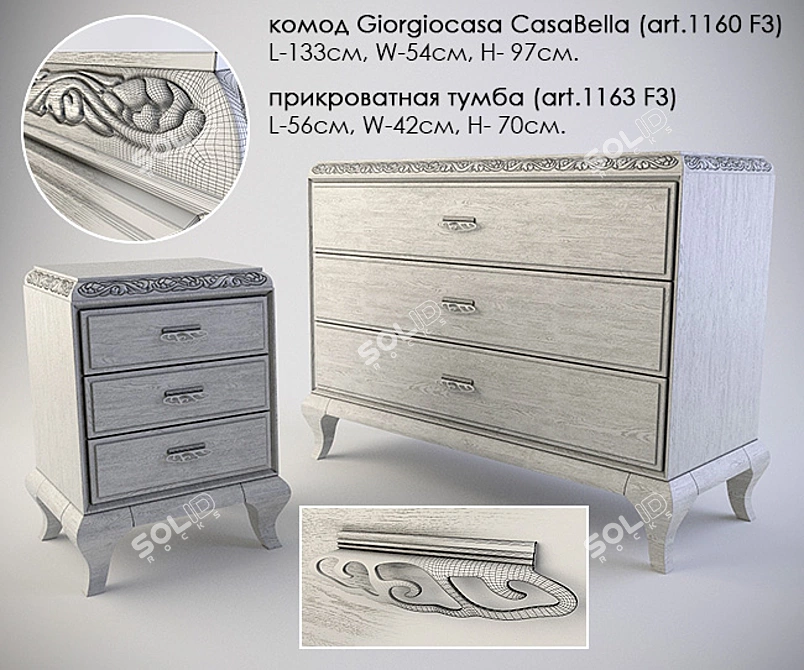 Giorgiocasa Casa Bella Dresser (Art.1160 F3) - Elegant and Functional 3D model image 1