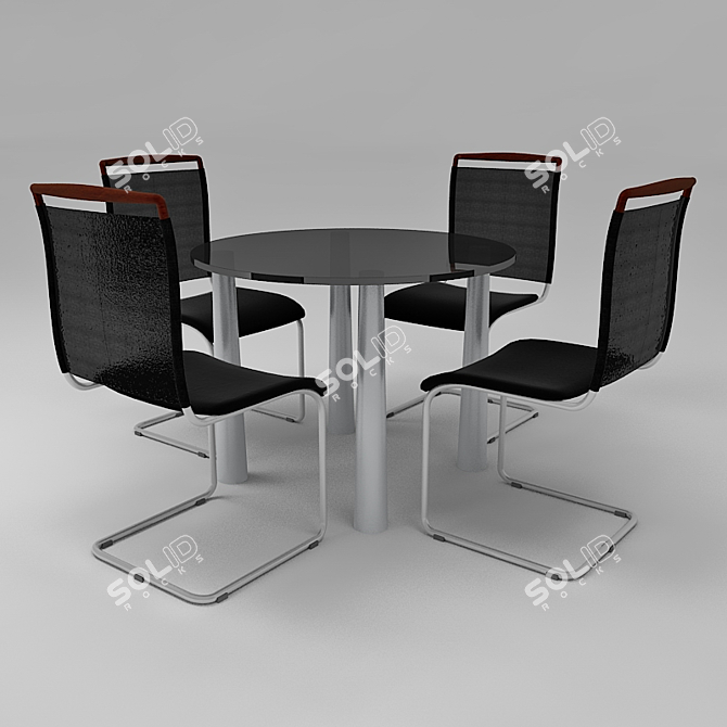 Sleek Office Combo: Desk & Chair 3D model image 1