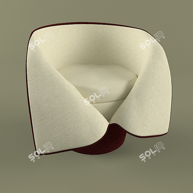 Versatile Velvet Ottoman 3D model image 1