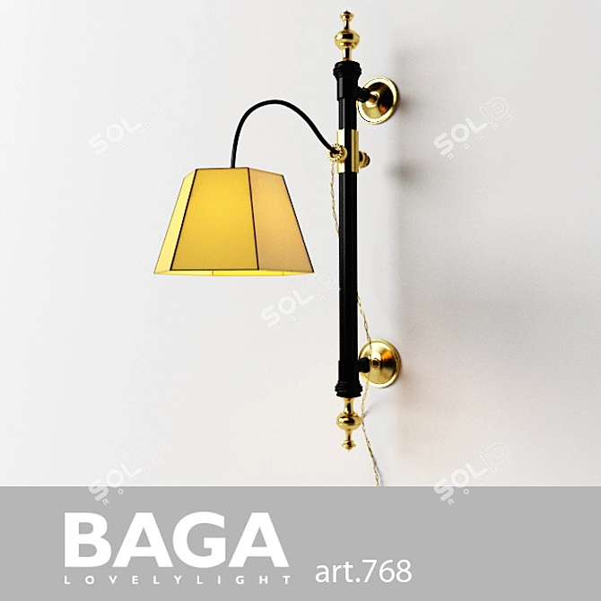 Elegant Baga Sconces - Vintage Iron & Beige Shade 3D model image 1