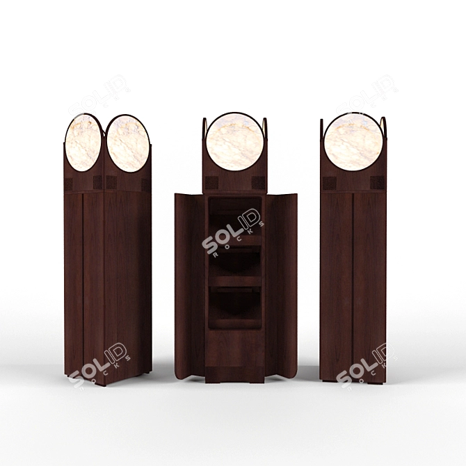 Elegant Walnut Cabinet with Bluetooth Sound 3D model image 1