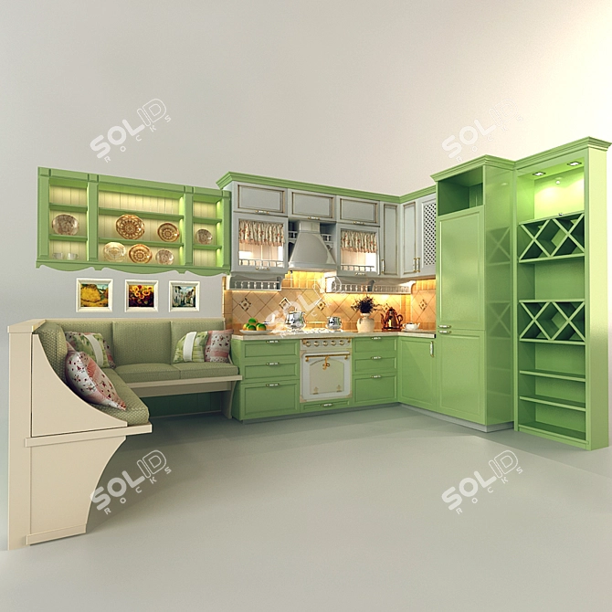 Provence Corner Kitchen: Custom-made Design 3D model image 1