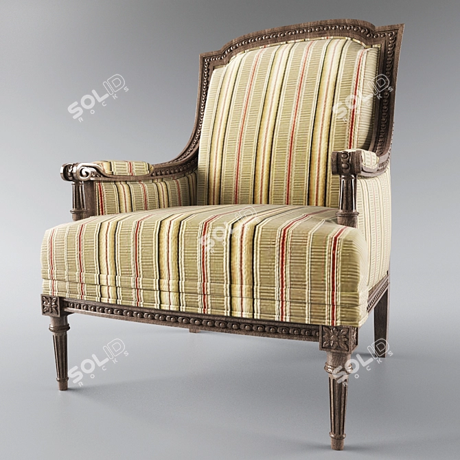 Classic Material Armchair 3D model image 1