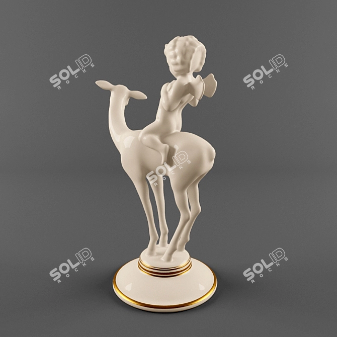 Celestial Roe Angel Figurine 3D model image 2