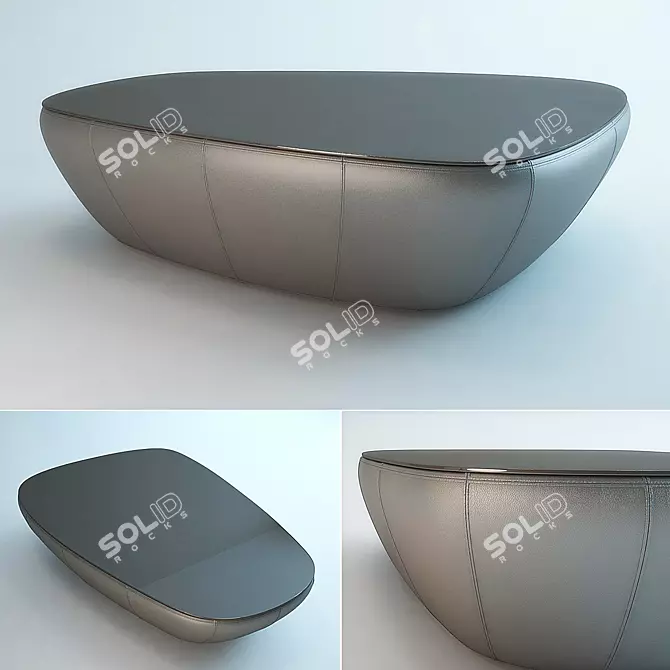Elegant Leather Glass Coffee Table 3D model image 1