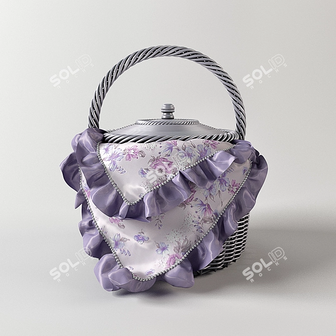 Vintage Wicker Decorative Basket 3D model image 1