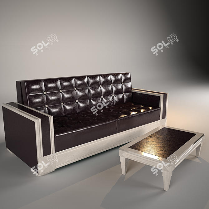 Modern Sofa with Coffee Table Set 3D model image 1