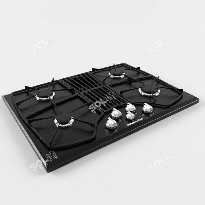 Premium Kitchenaid KGCD807XBL Gas Cooktop 3D model image 1