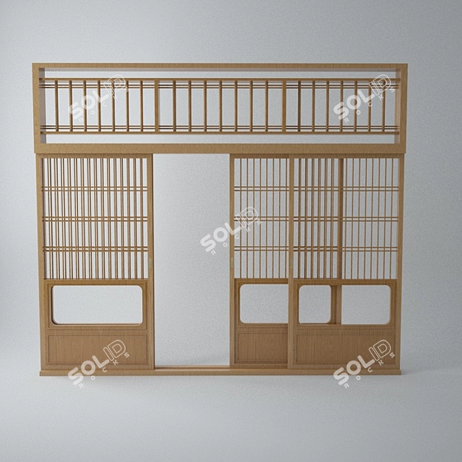 Elegant Japanese Shoji Door 3D model image 1