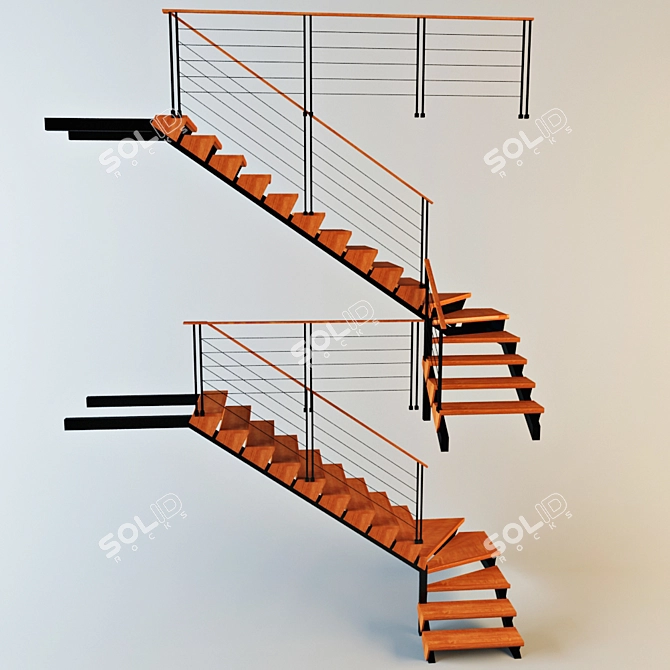 Industrial Loft Staircase 3D model image 1