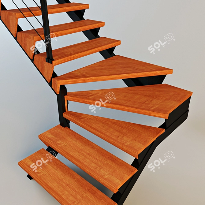 Industrial Loft Staircase 3D model image 2