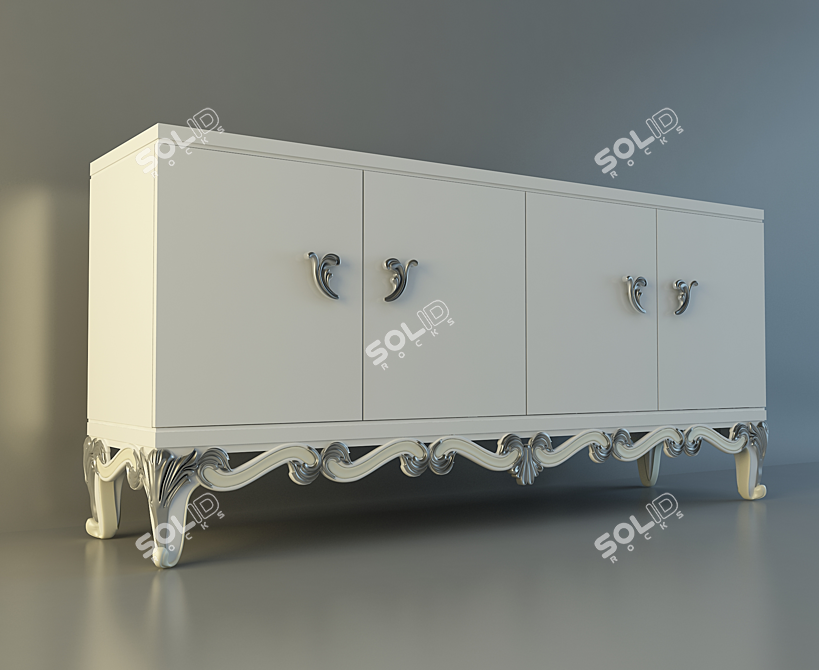 Elegant Oak Chest of Drawers 3D model image 2