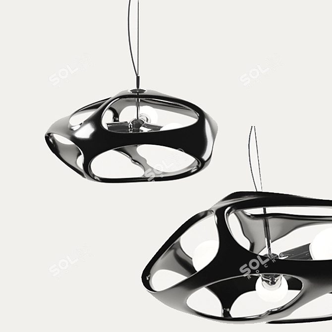 Timon 5333 Pendant Light - 120cm Height, 50cm Diameter, Black Acrylic 3D model image 1