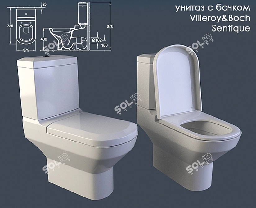 Villeroy&Boch Sentique Toilet: Compact and Stylish 3D model image 1