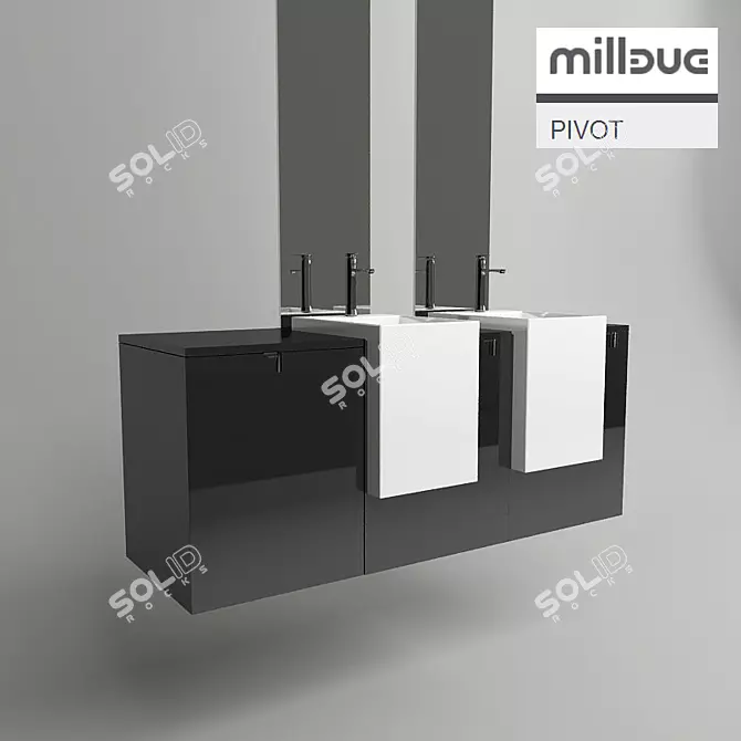 Elegant Milldue Pivot: 1640x540x730mm 3D model image 1