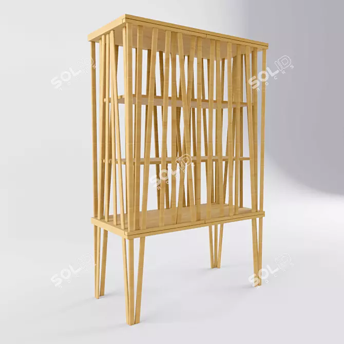 Elegant Mikado Wood Wardrobe 3D model image 1