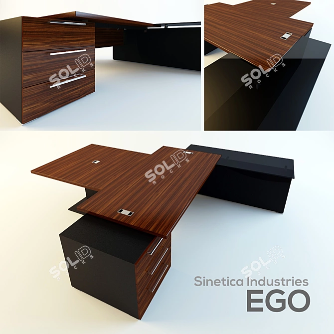 Executive Conference Desk Set 3D model image 1