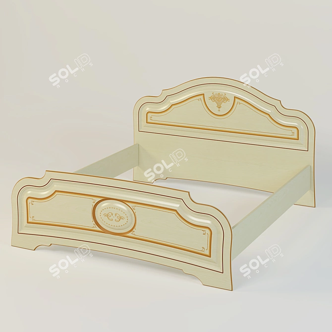 Elegant Victoria Bed - Birch Finish 3D model image 1