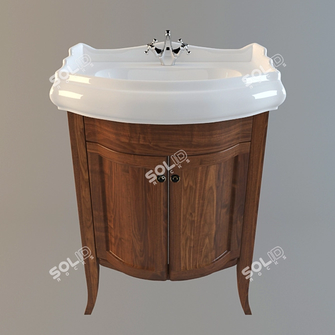 Vintage-inspired Kerasan Retro Basin 3D model image 1
