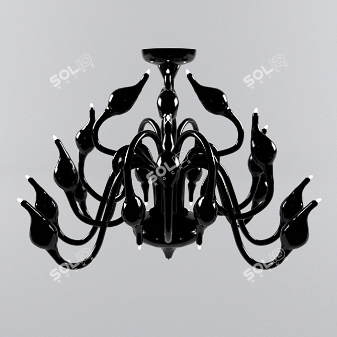 Elegant Cigno Collo Chandelier 3D model image 1