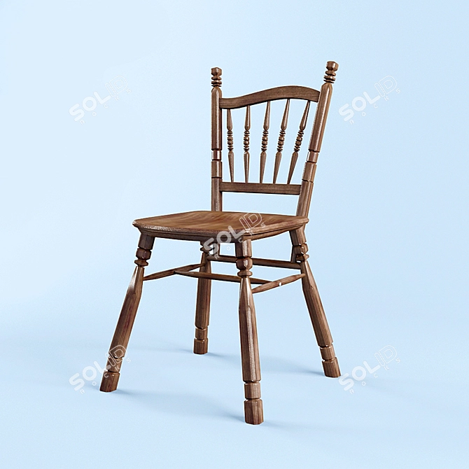  Rustic Wooden Chair 3D model image 1