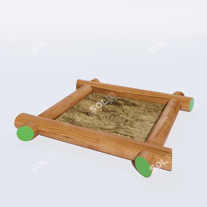 Wooden Swing Set with Balance Swings and Sandbox 3D model image 3