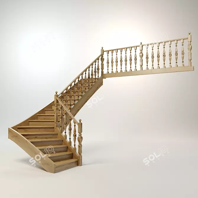 Elegant Classic Staircase 3D model image 1