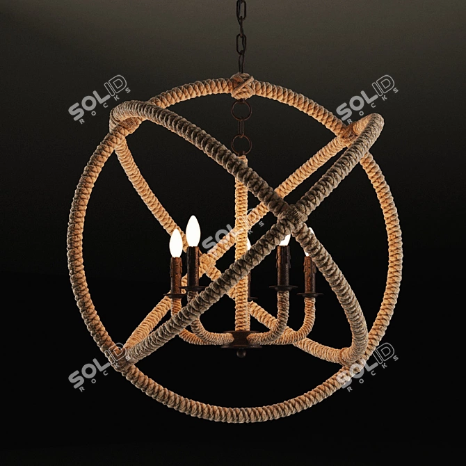 Rustic Rope Orb Chandelier 3D model image 1