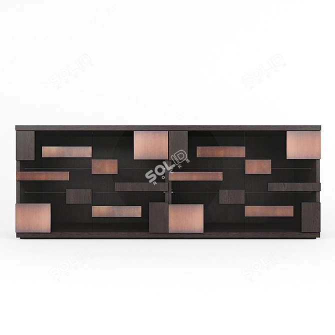 Pixel Cabinet - Wood, Glass, Bronze - 240x55x90 - Emmemobili Design 3D model image 2