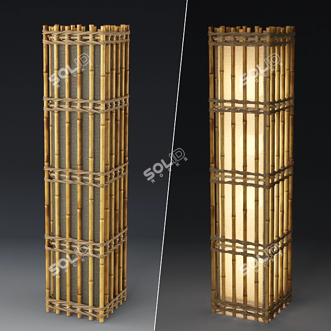 Elegant Rattan Floor Lamp 3D model image 1