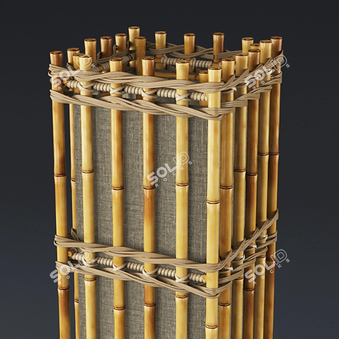 Elegant Rattan Floor Lamp 3D model image 2