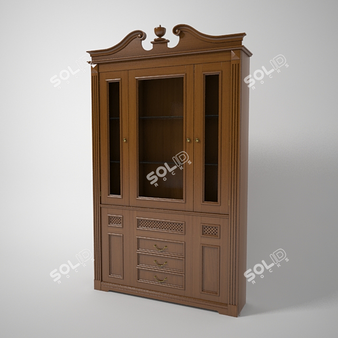 Elegant Wooden Wardrobe 3D model image 1