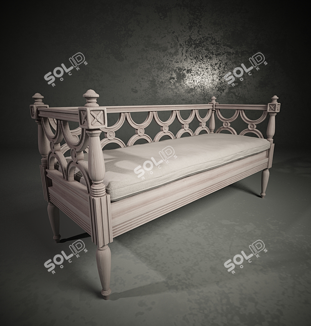 Vintage Parisian Market Bench 3D model image 1